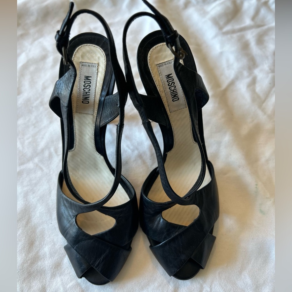 Moschino Black Strappy Heels